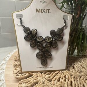 Mixit Black and Gold Statement Necklace
